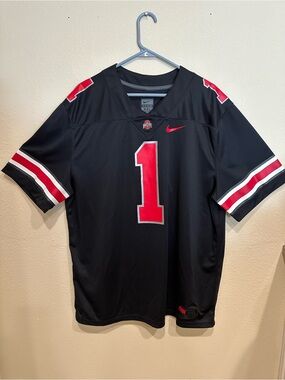 Nike Men’s Ohio State Black & Red Football Jersey with #1 — Size XXL